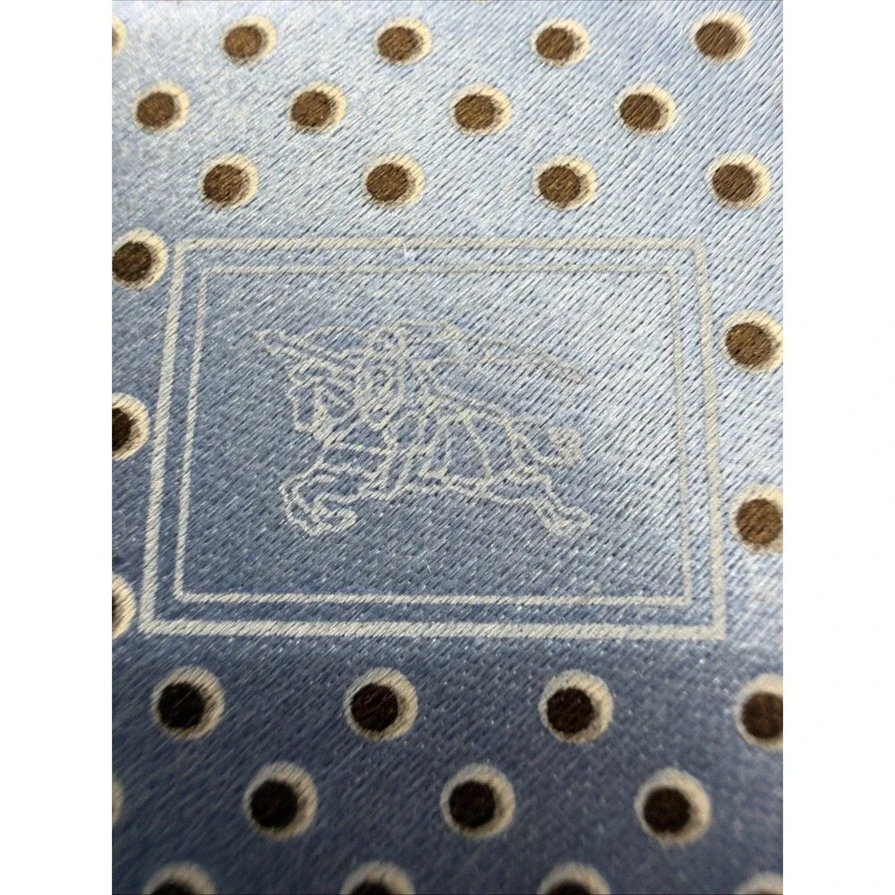 Burberry Blue Polka Dot Silk Tie Mens Accessory Made In England-Knight Logo